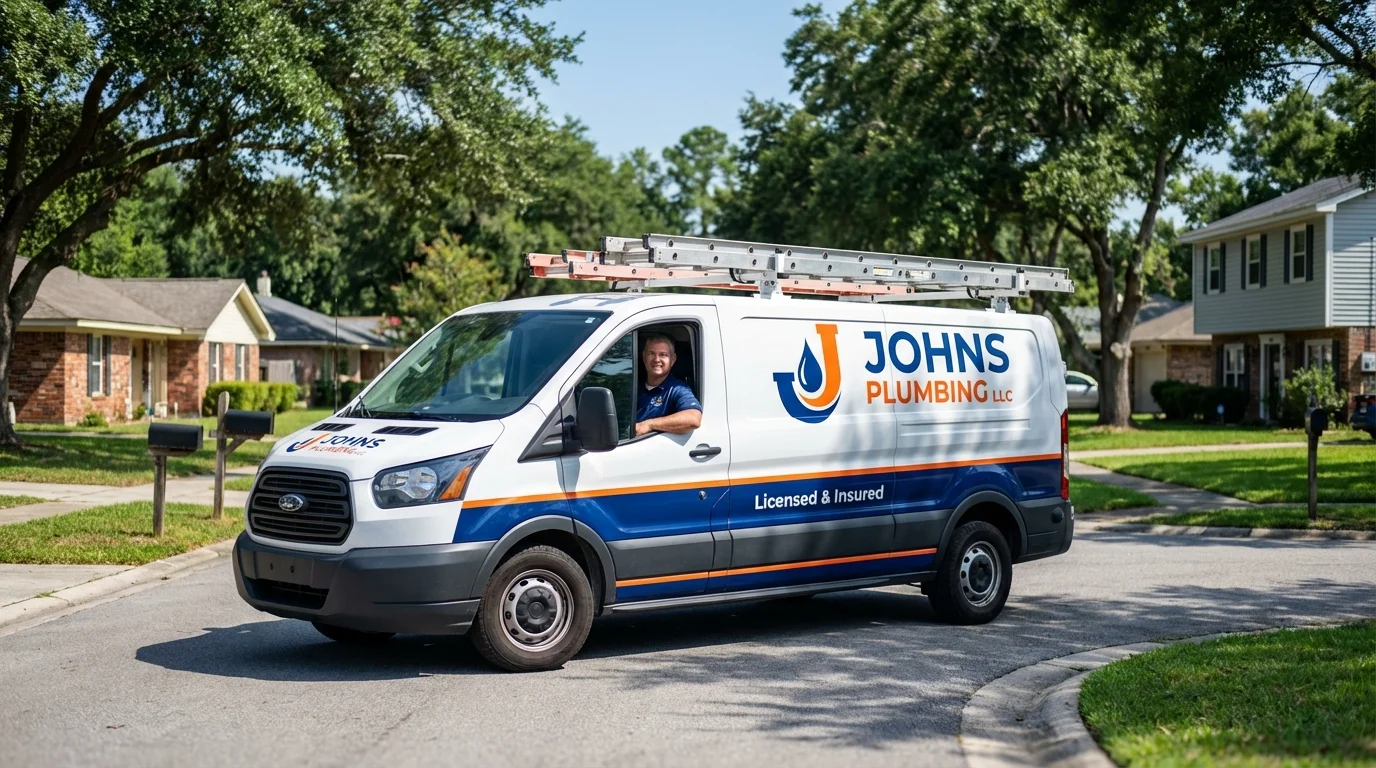 Johns Plumbing LLC service van in Hope Mills, NC