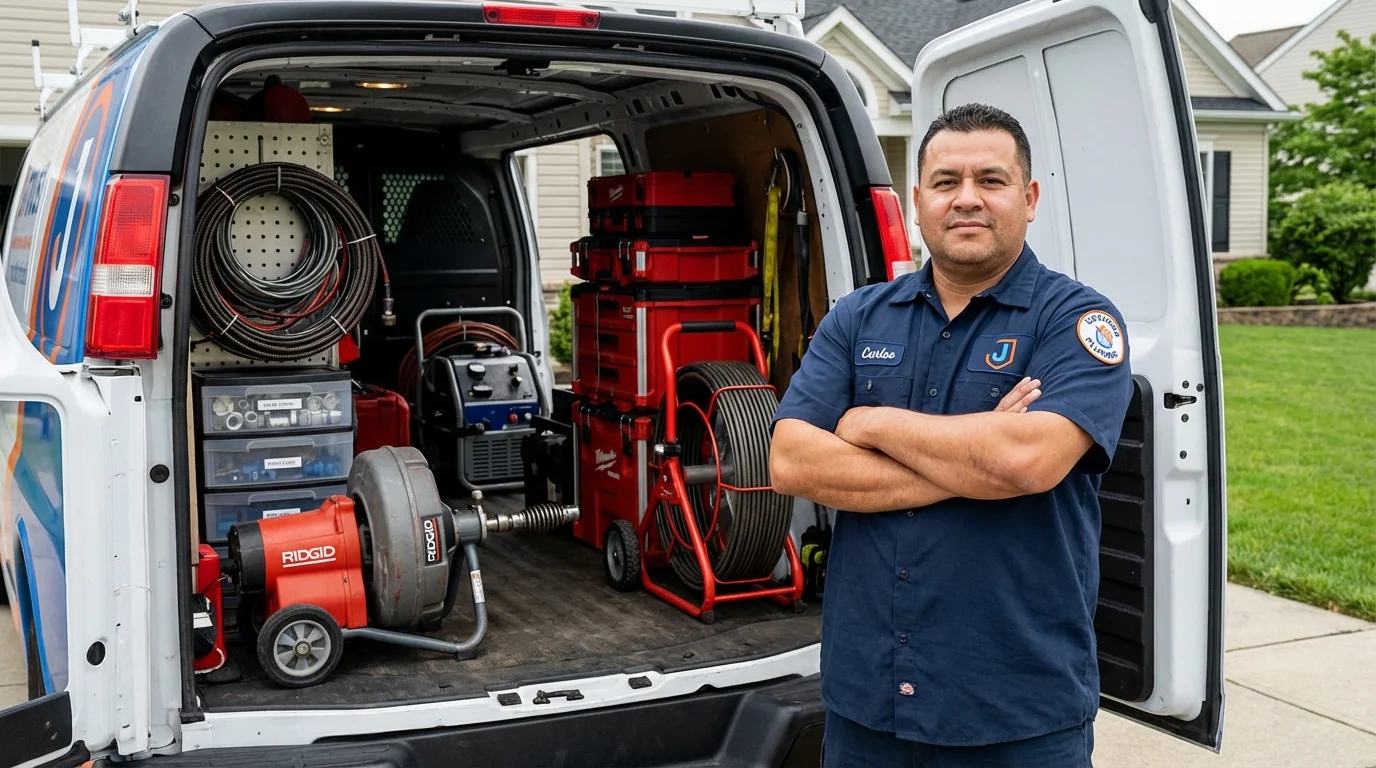 Professional drain cleaning equipment and Johns Plumbing LLC plumber in Hope Mills