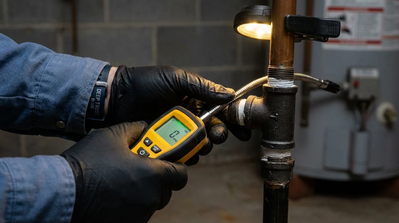 Gas leak detection with electronic sniffer by Johns Plumbing LLC in Hope Mills
